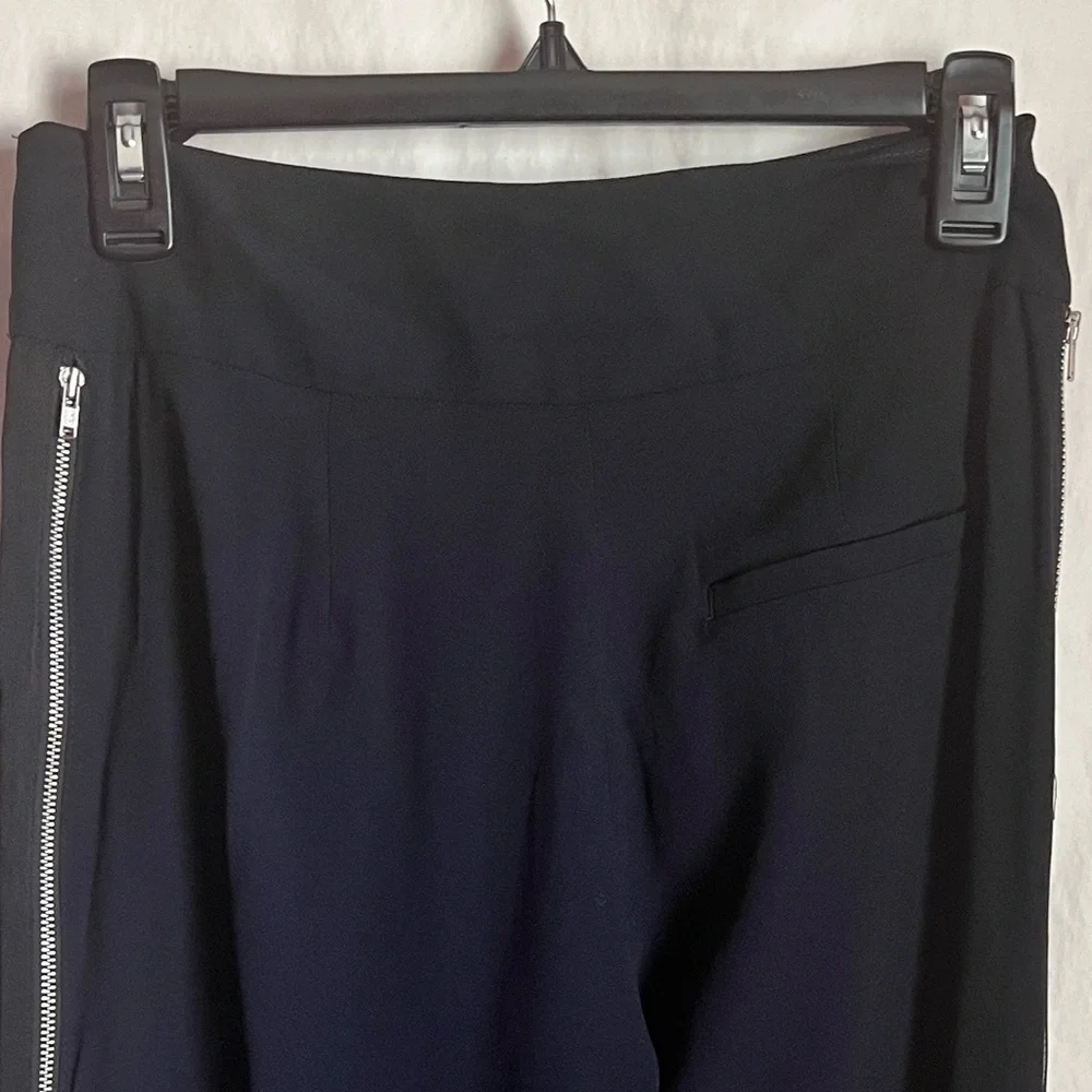 A.L.C. Side Zip Trousers Blue/Blk Trim SZ 2 High Rise Pockets Casual Evening - Picture 10 of 16